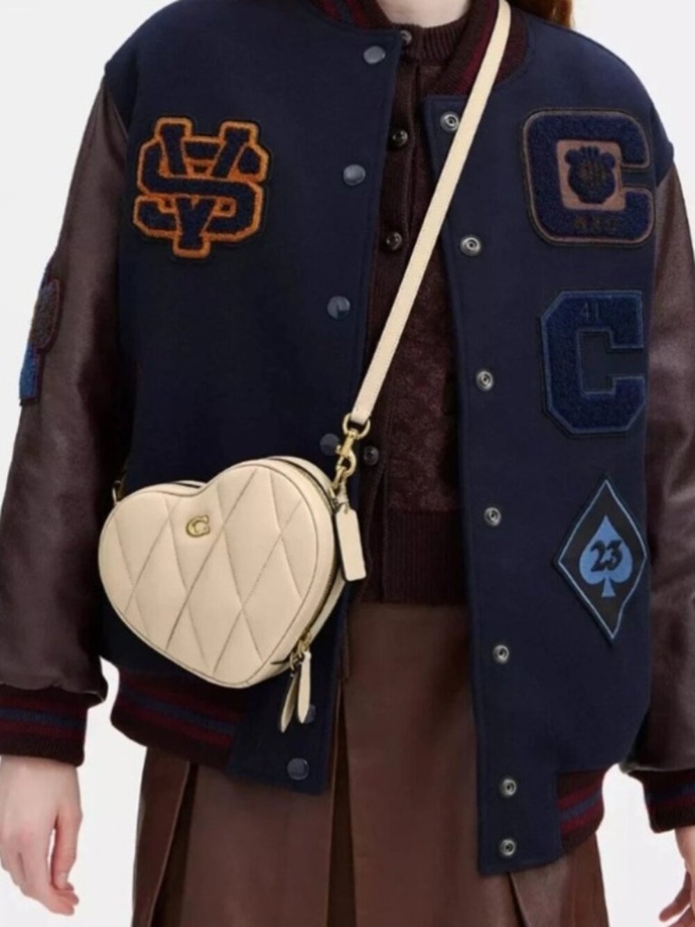 Coach Heart Quilted Crossbody Cream